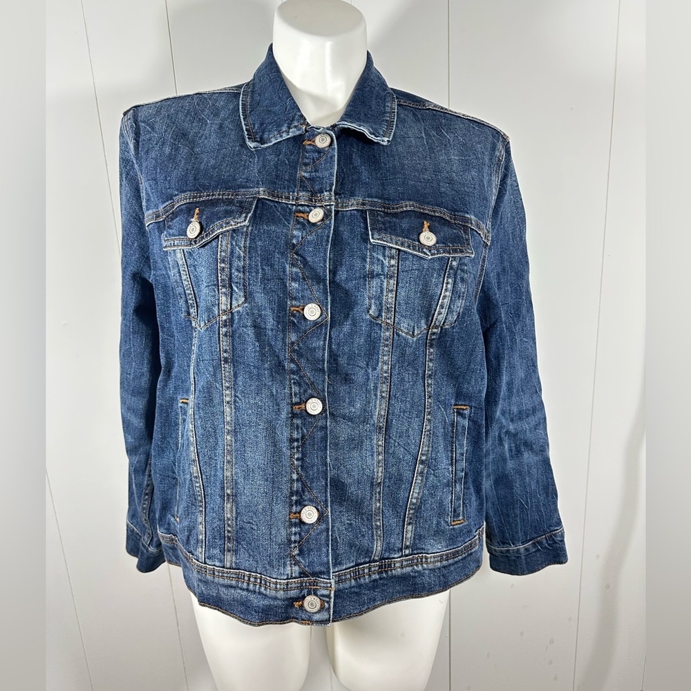 Old Navy Womens Denim Blue Jean Jacket Trucker Button Up Size XXL